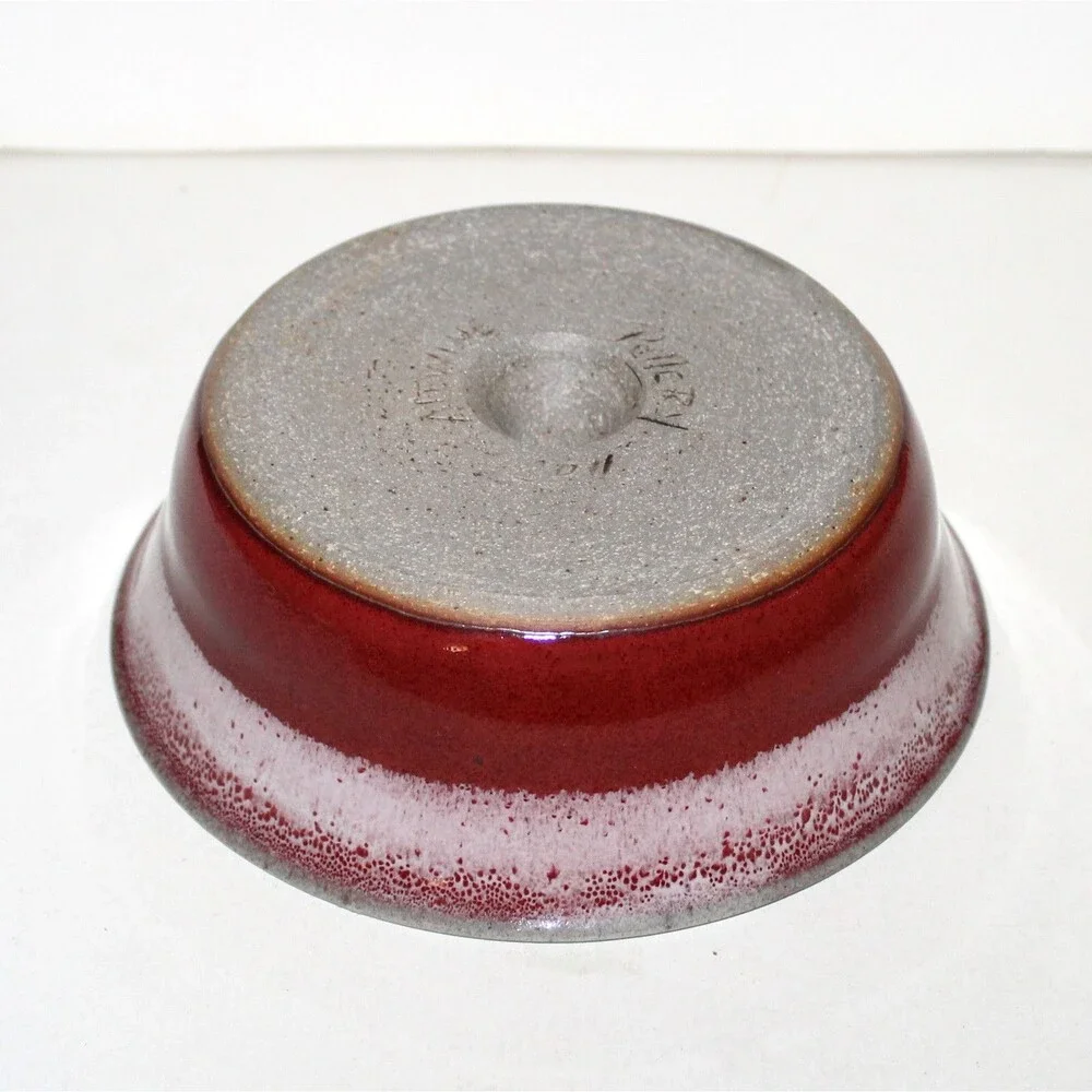 Alewine Pottery TN US Apple Baker red pink ivory 2011 stoneware ceramic handmade